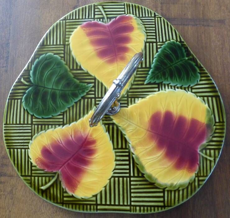 Cheese platter by sarreguemine no. 6143 in the shape of a pear.
