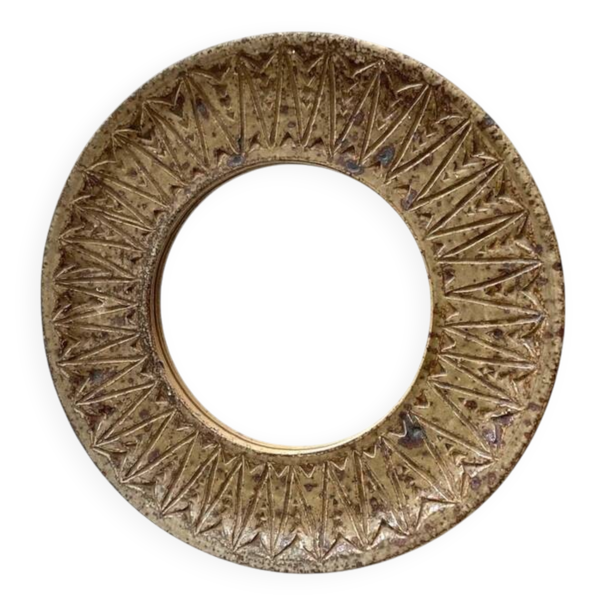 "Sun" mirror in ceramic by André Bodin, 1970s