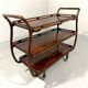Anglo-Indian teak serving trolley with brass inlays from the 1930s-1940s.