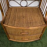 Vintage 1960s Rattan Bamboo Bookcase Shelf Buffet