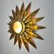 Applique florale soleil brutaliste, métal doré, Italie, 1970