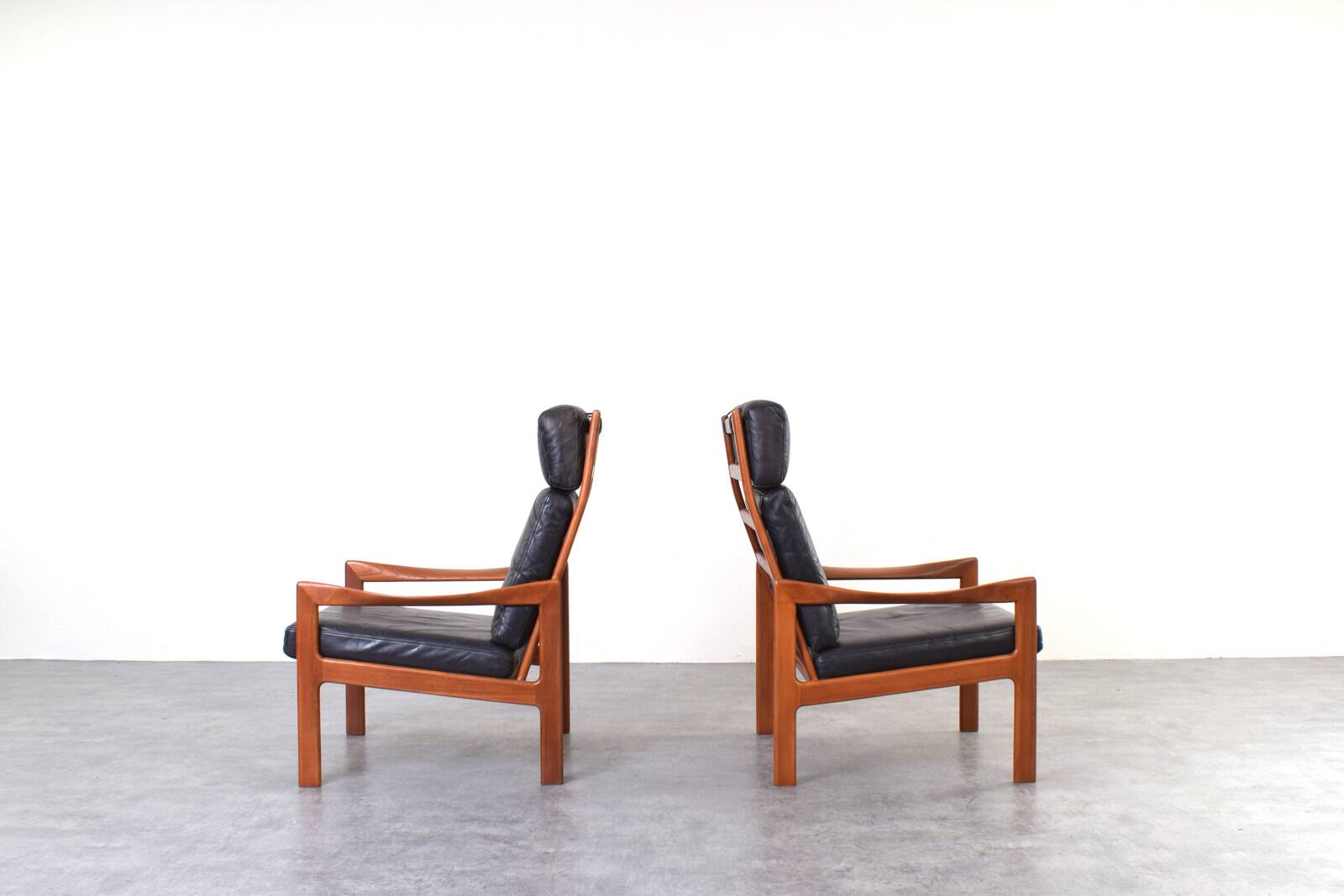 Mid-Century Teak Lounge Chairs by Illum Wikkelsø for Niels Eilersen, 1960s.