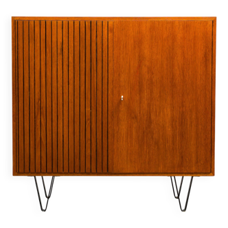 Highboard in teak wood with grooved doors,