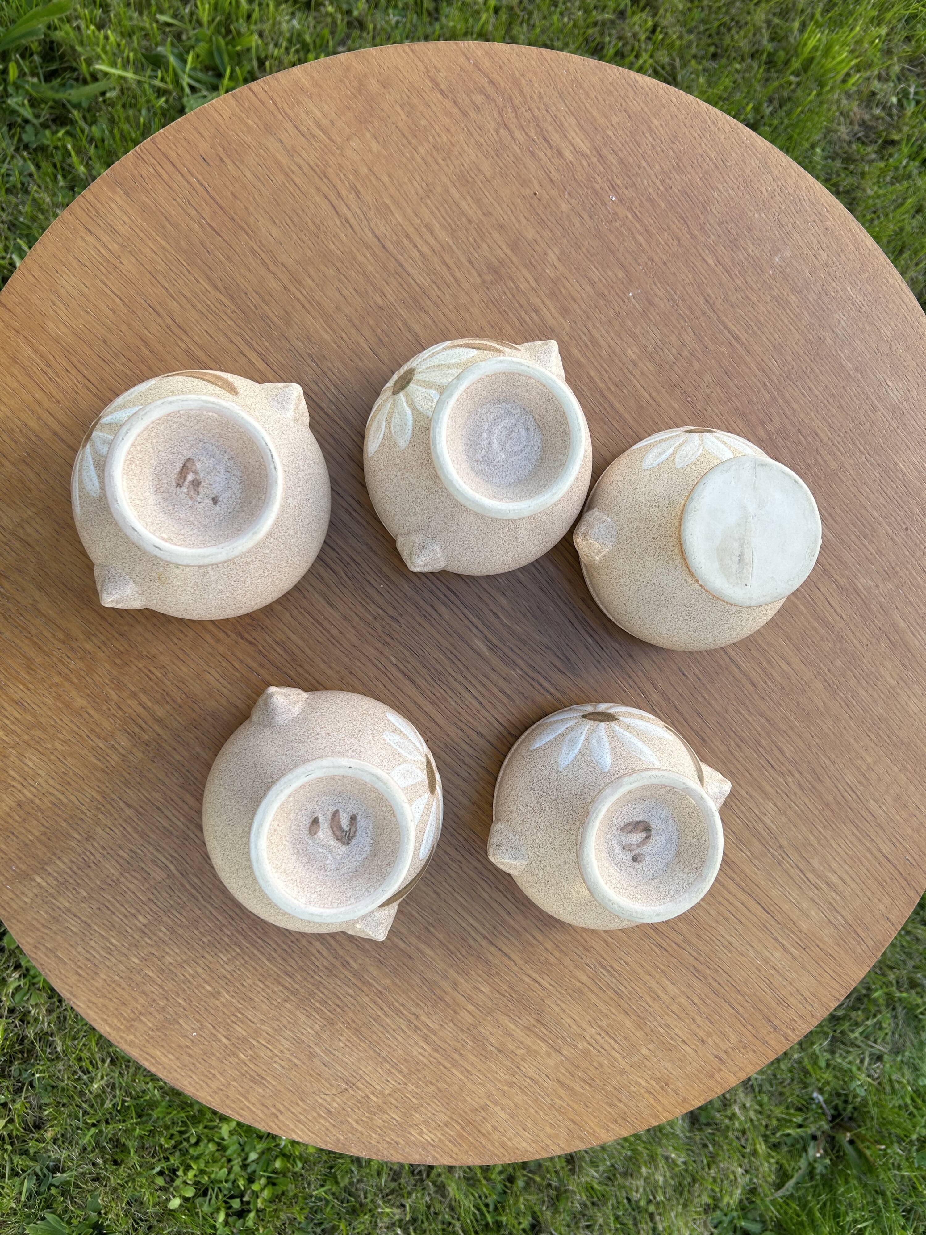 Set of 5 stoneware soup bowls