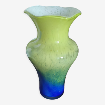 Arnold Biot blue and green opaline vase