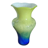 Vase Arnold Biot opaline bleu et vert