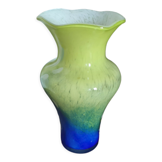 Arnold Biot blue and green opaline vase