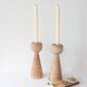 Pair of Wood Candle Holders in Danish Design Style, 1970's