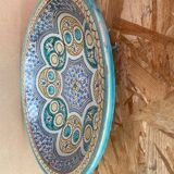 Ancien Plat Service Couscous Faïence Polychrome Maroc XIXÈME #B085