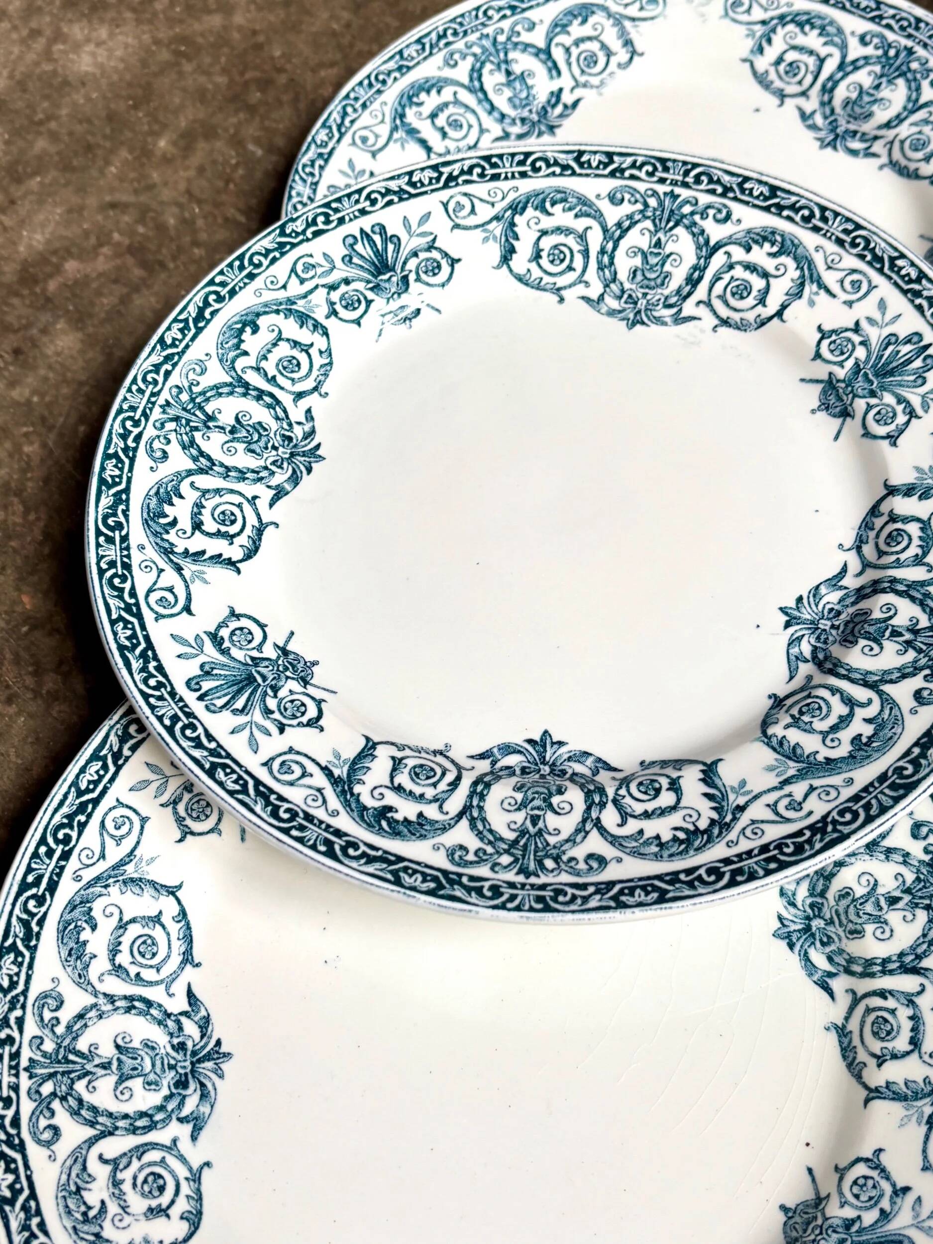 6 dessert plates Léon Graves in ironstone, "Marie-Louise" service