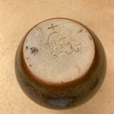 Old fontgombault pitcher vintage brown stoneware