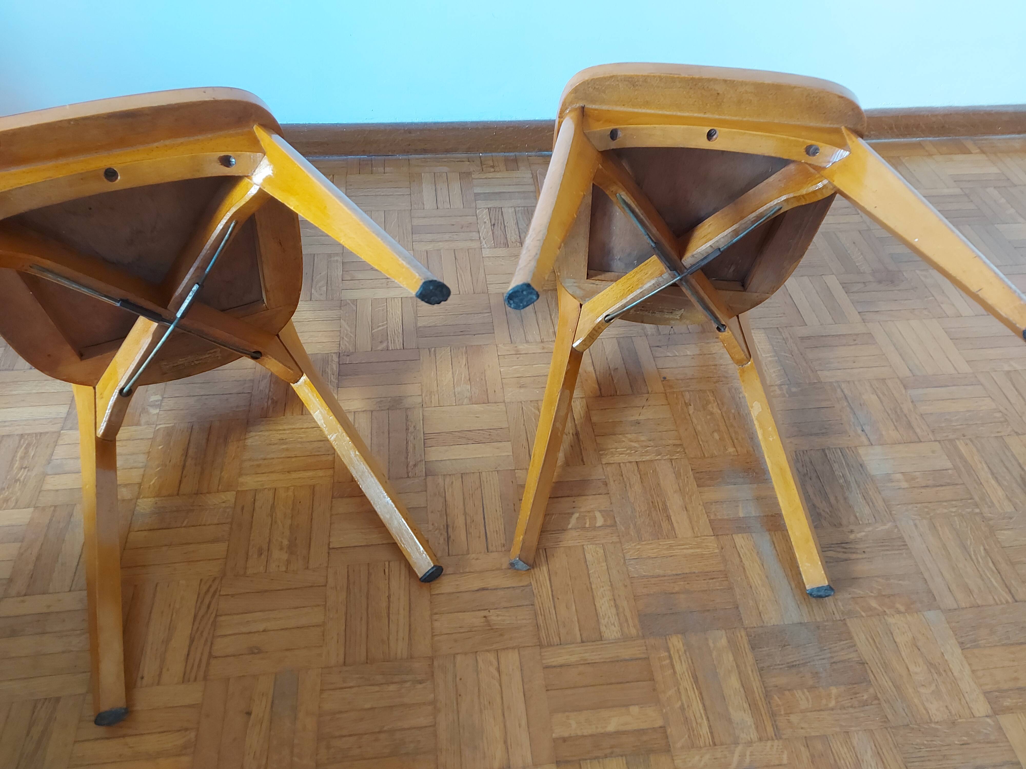 TWO ONE-PIECE VINTAGE WOODEN CHAIRS