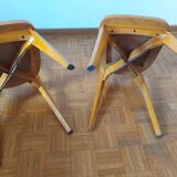 TWO ONE-PIECE VINTAGE WOODEN CHAIRS