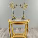 Paire de candélabres en bronze doré et marbre vert, XIXe Siècle