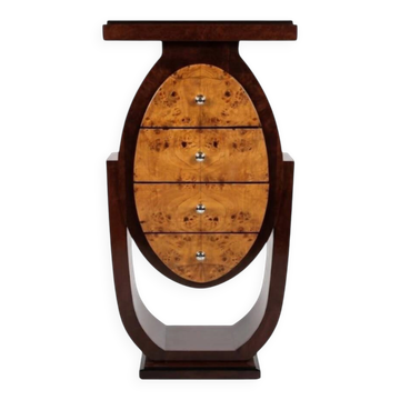 Commode Art déco en palissandre et loupe d’orme