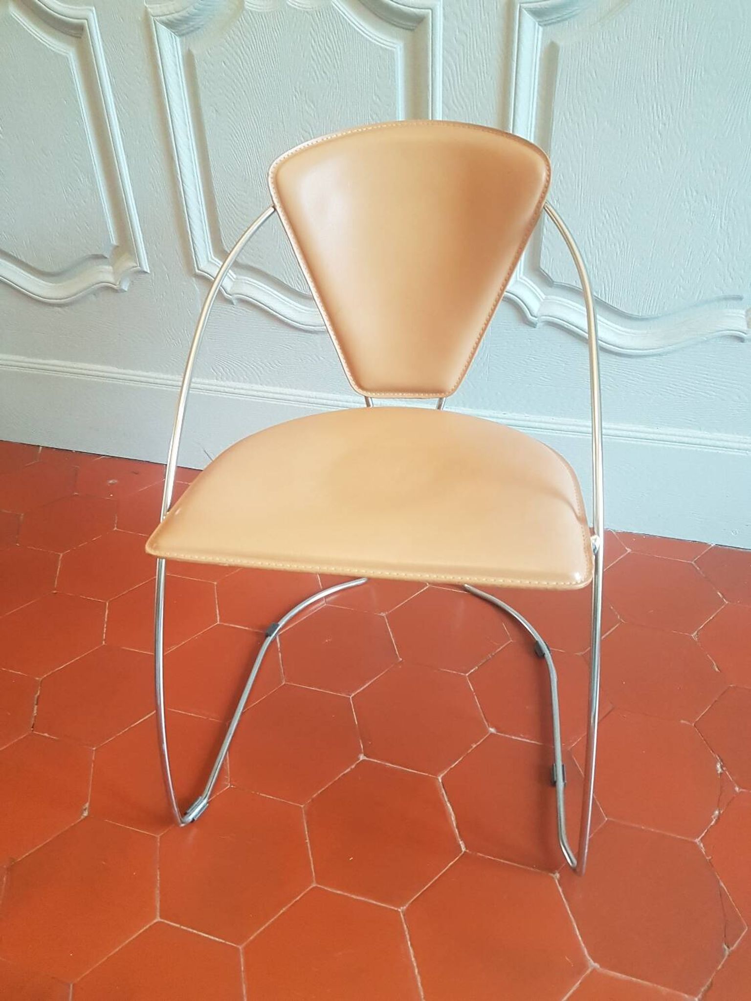 Chrome and leather chair Linda by Arrben