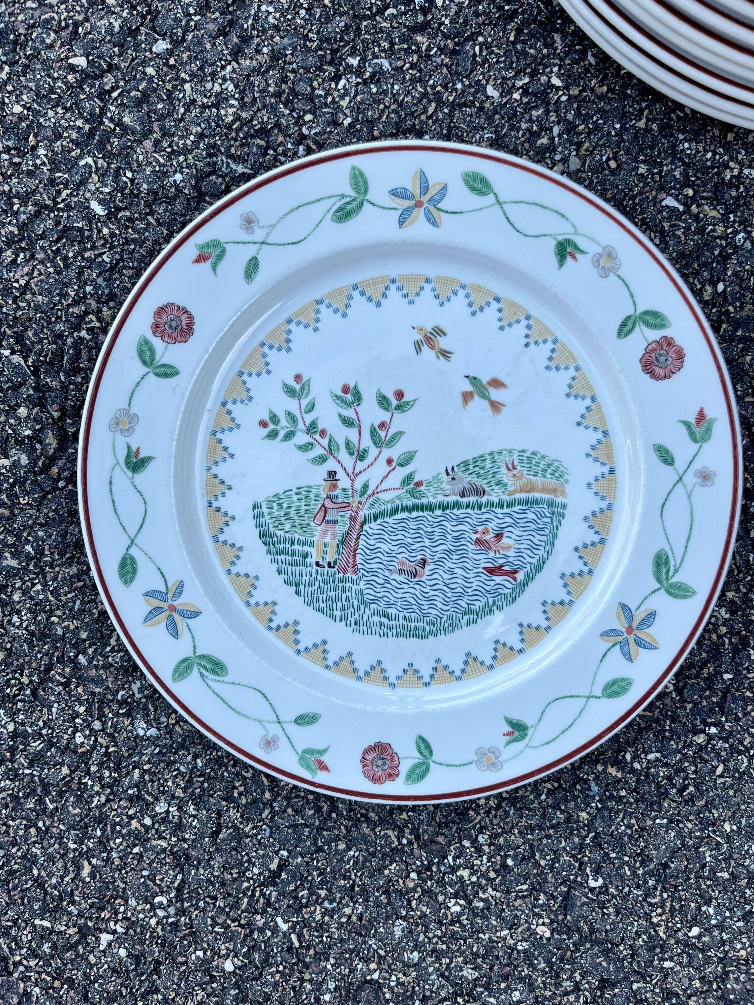 Set of 6 vintage 1981 Villeroy and Boch American Simpler plates