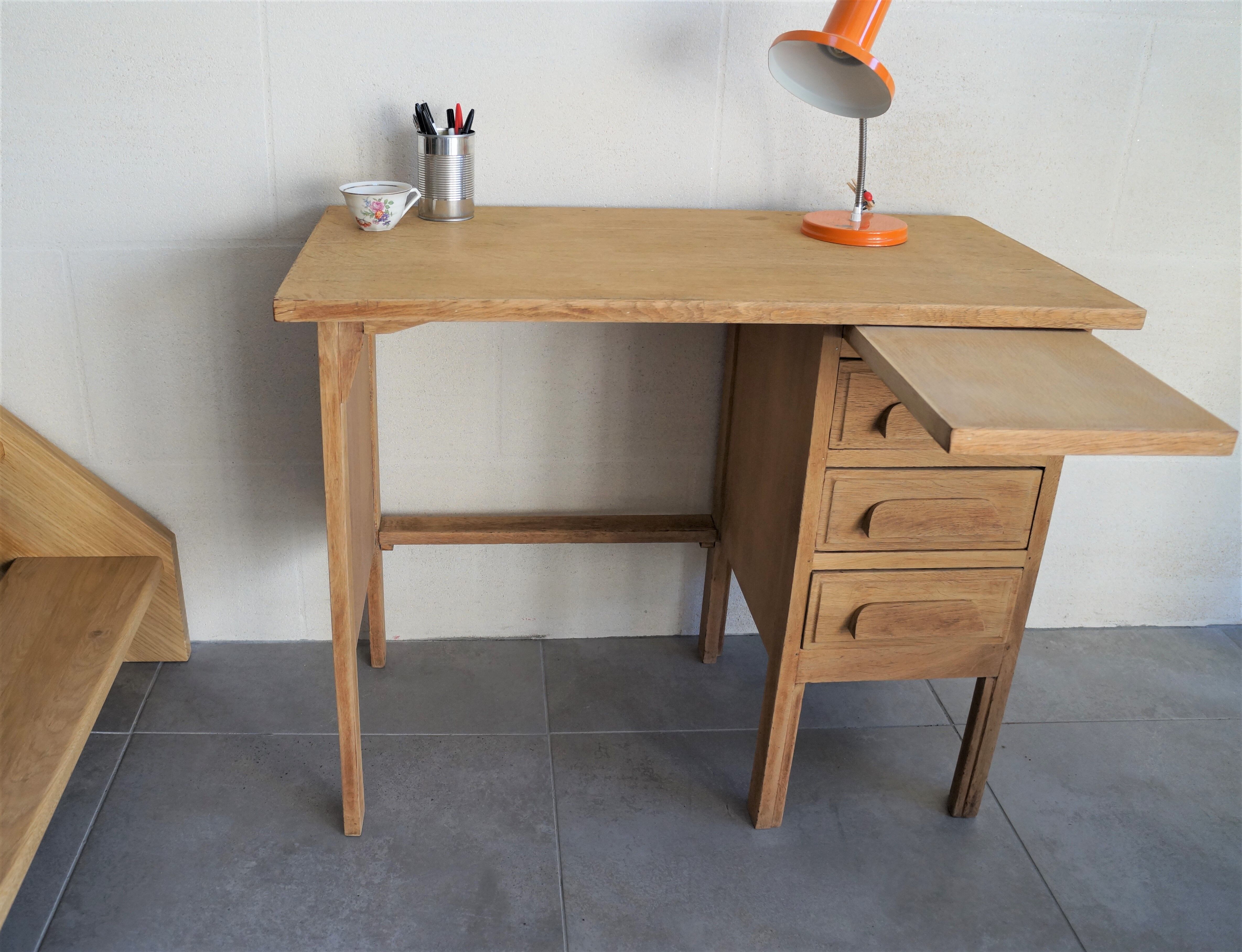 Bureau d'usine en bois annees 50