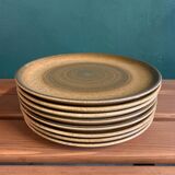 8 assiettes Longchamp en grès émaillé, 1970