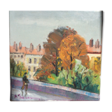 Oil on canvas - view of the workshop