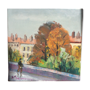 Oil on canvas - view of the workshop