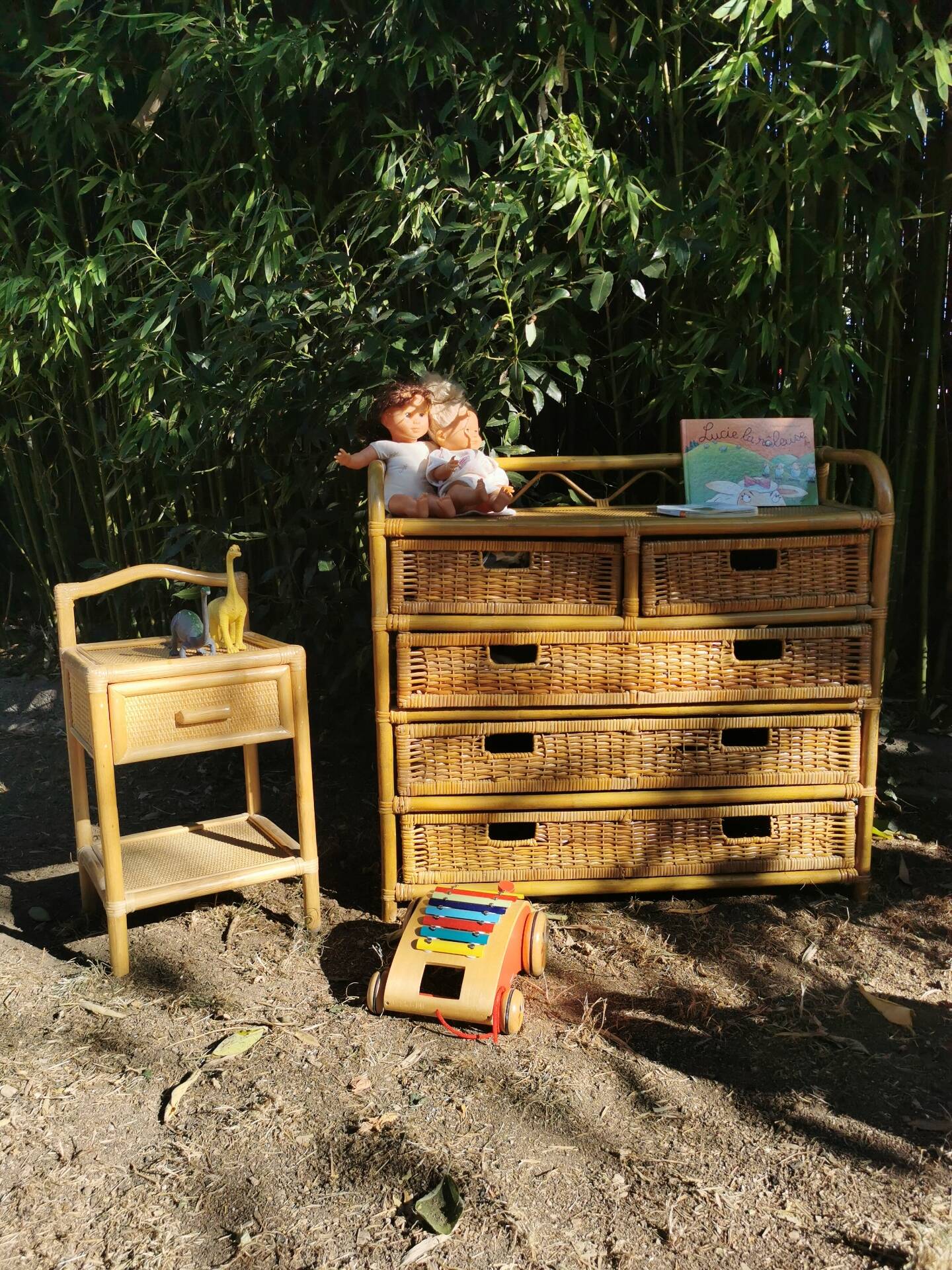 Rattan chest of drawers