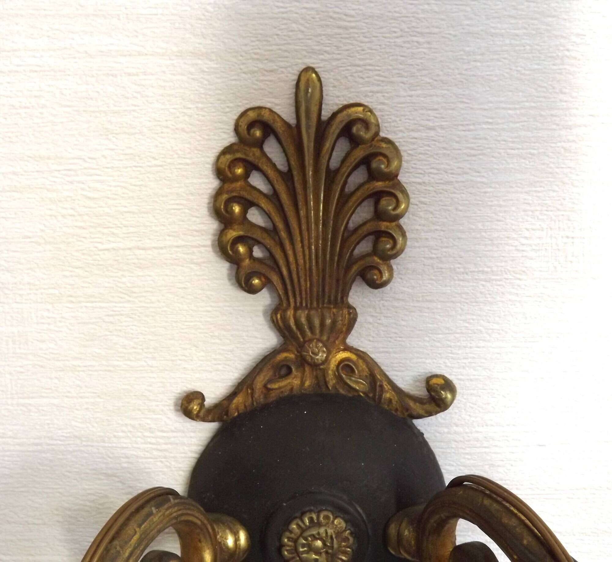 Pair Of Lucien Gau Style Double Swan Wall Lights With Opaque Glass Shades