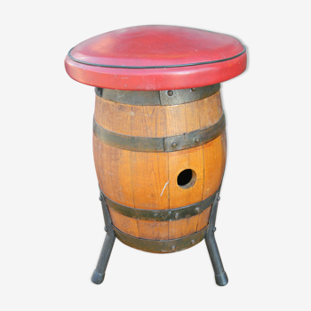 Tripod Stool Wooden Barrel