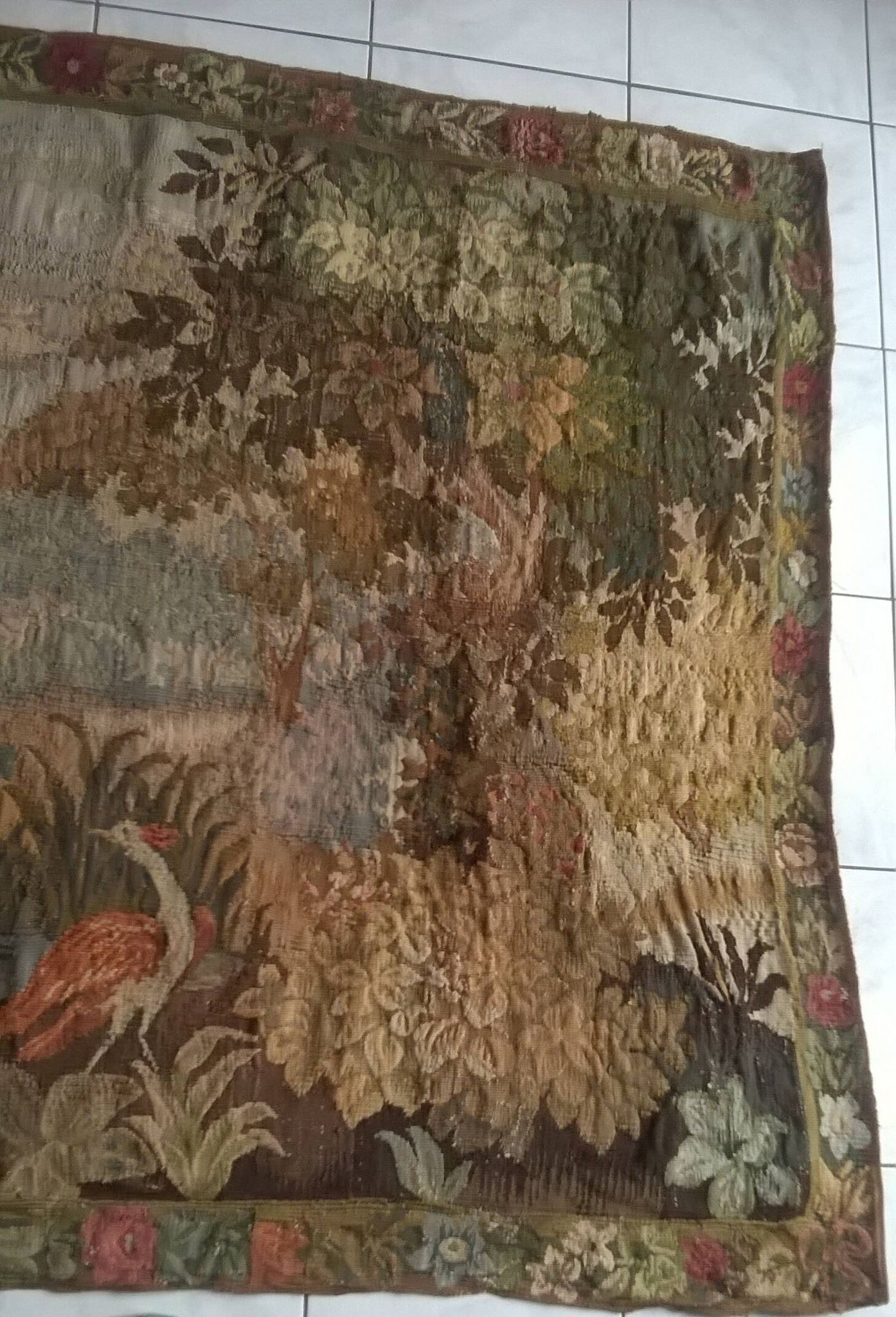 Tapisserie de laine "Verdure Flamande" de la manufacture Robert Four