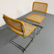 Set of 2 Italian cantilever chairs in cane Cesca 1970s,