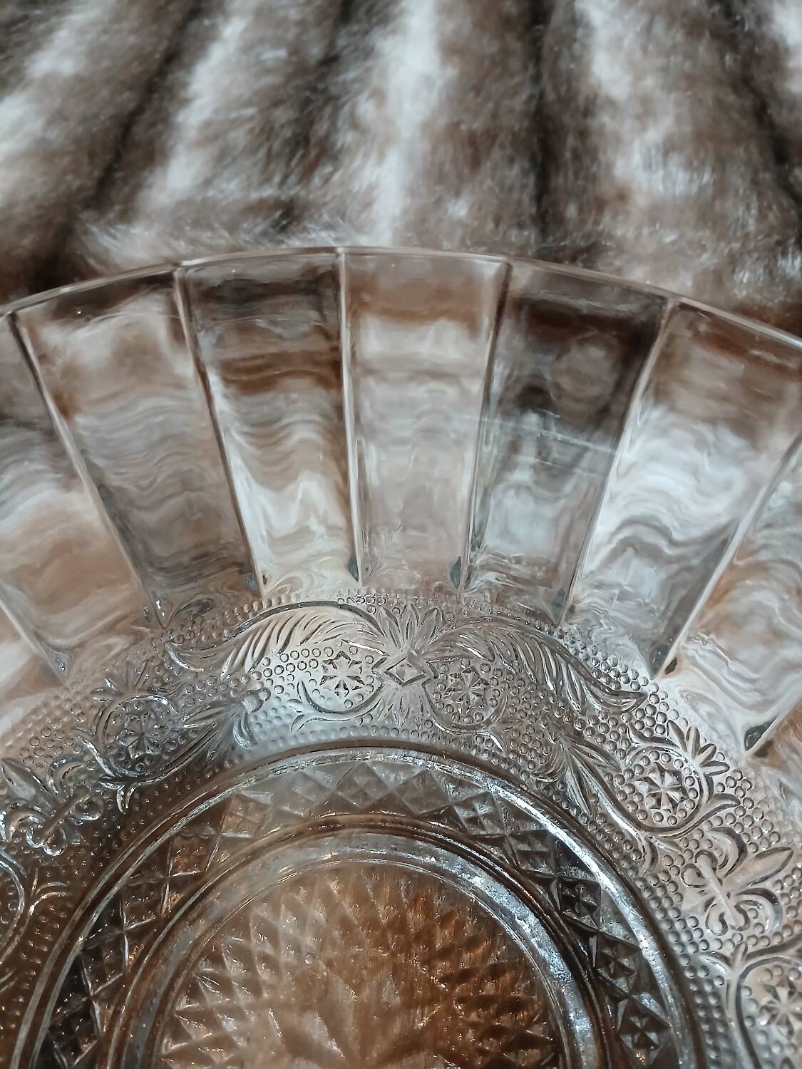 Antique cut glass salad bowl