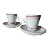 2 tasses à café bistro brulot lourdes taille demi-tasse de la fin des années 1800. ustensiles blancs expresso kitchenalia. bistrot français rustique