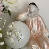 Vintage Pierrot lamp in resin and opal globe