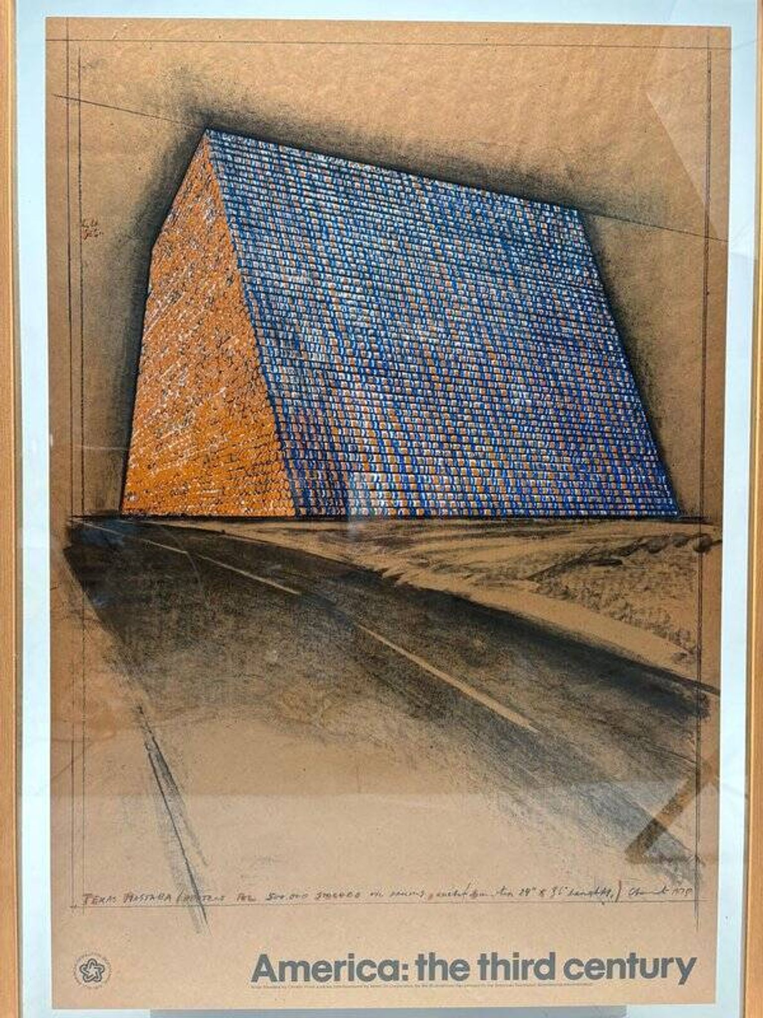 Christo & Jeanne-Claude, Texas Mastaba / America: The Third Century, 1975, Paper, Framed