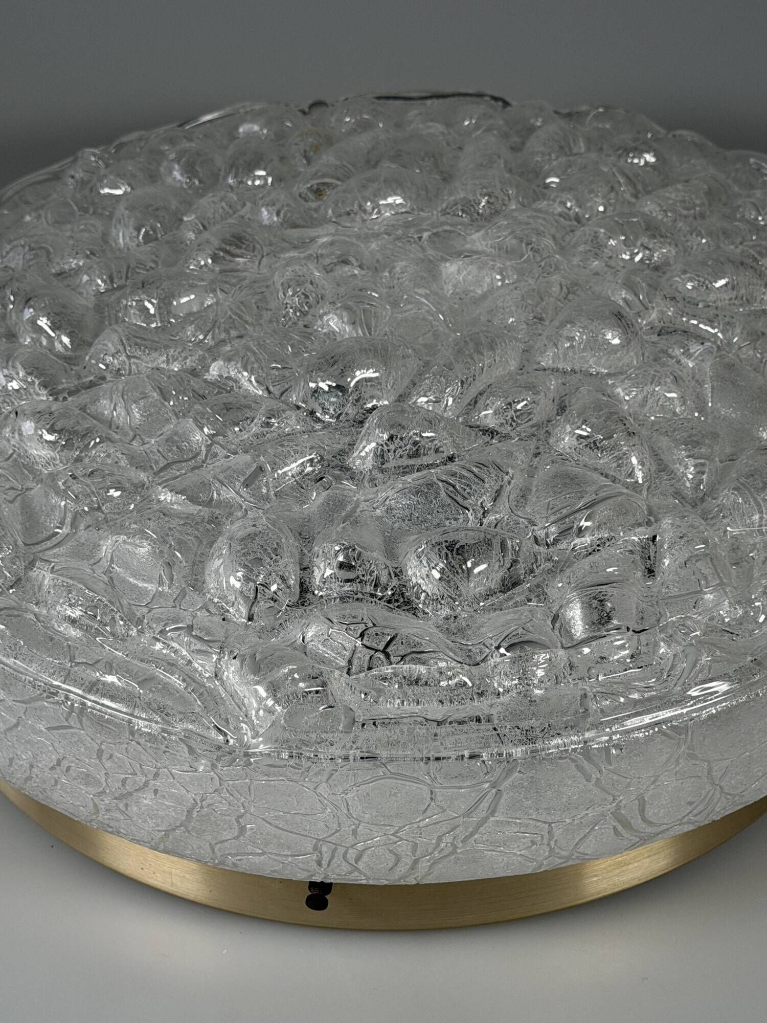 1960s 1970s Ceiling Lamp Ice Glass Doria Germany Space Age Design