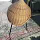 Wicker basket on foot fabric inner covering
