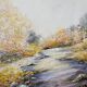 Animated landscape painting oil on canvas signed