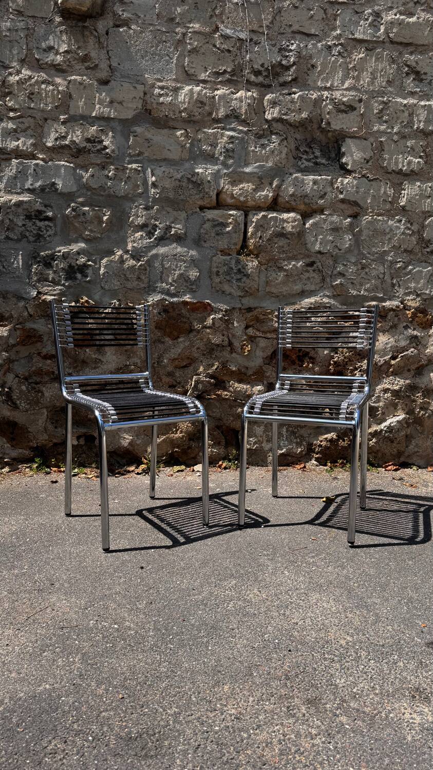 Pair of chrome Sandow chairs by René Herbst
