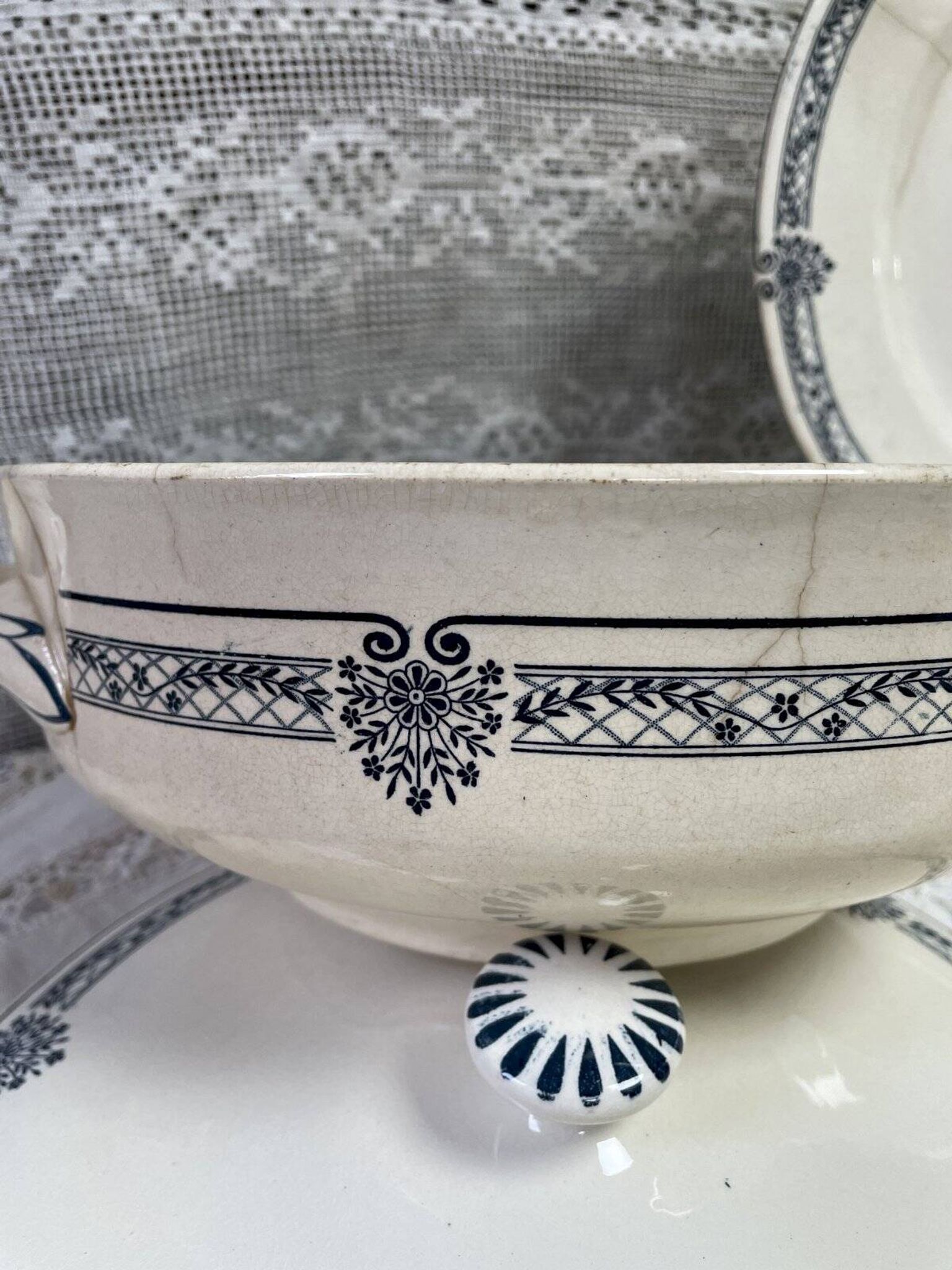 Salins blue iron earth soup tureen