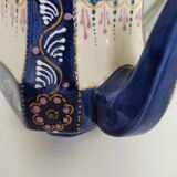 Art deco tea set in cream and blue faience signed. HB de la Hubaudière, Quimper. Around 1930