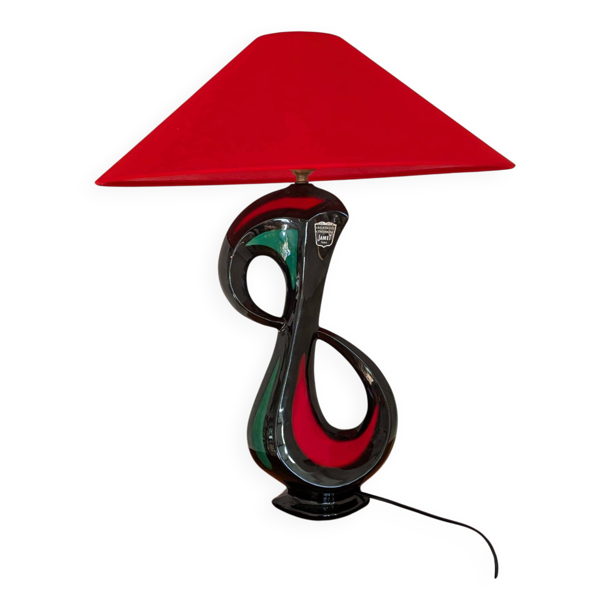 Large modernist lamp "Jamet Paris" in vintage ceramic