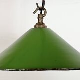 Industrial British Green Enamel Factory Pendant Lamp, 1950s