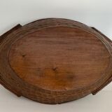 Carved wooden fruit basket or basket, 19th century, grape clusters and vine leaves