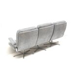 Vintage 3-seater sofa with gray suede upholstery made in the 1970s