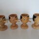 4 Pinocchio wooden egg cups Italy New