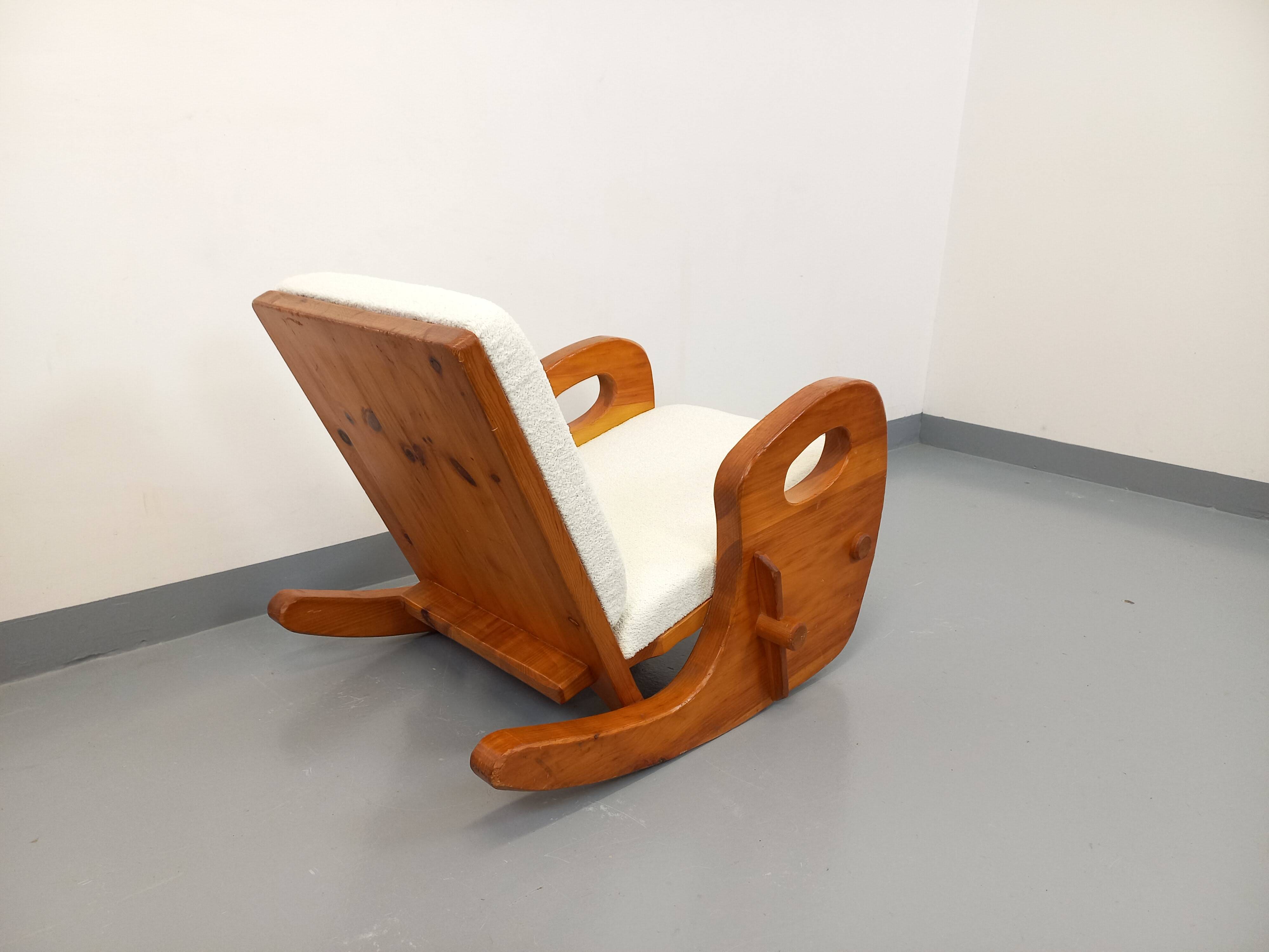 Brutalist rocking chair "sled" vintage