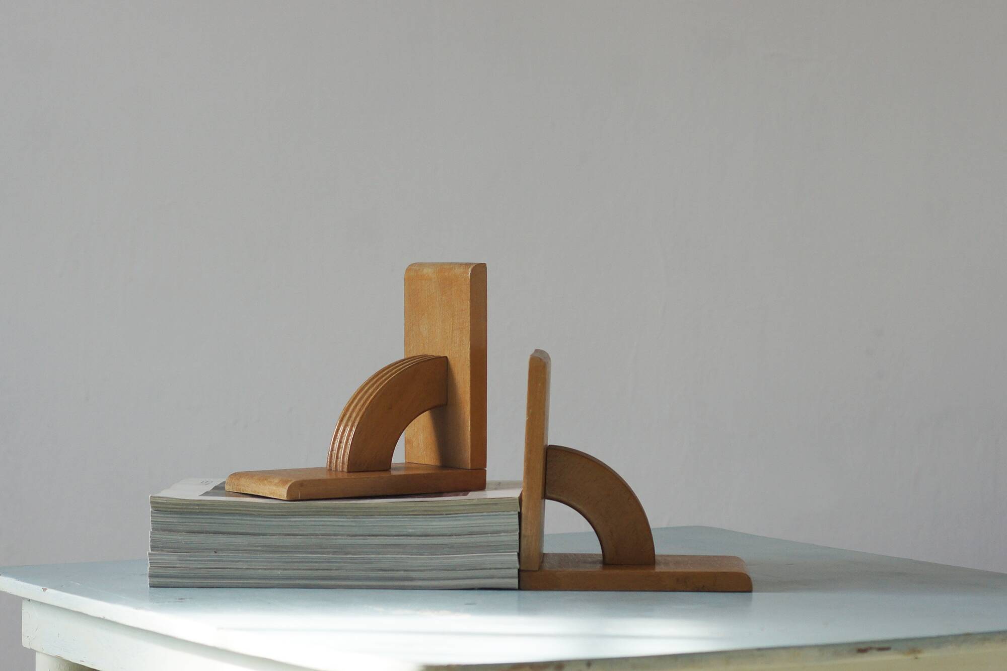 Mid-Century Wooden Bookends, 1950s, Set of 2