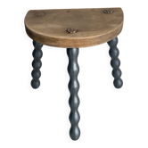Tabouret tripode bois ancien pieds tournés