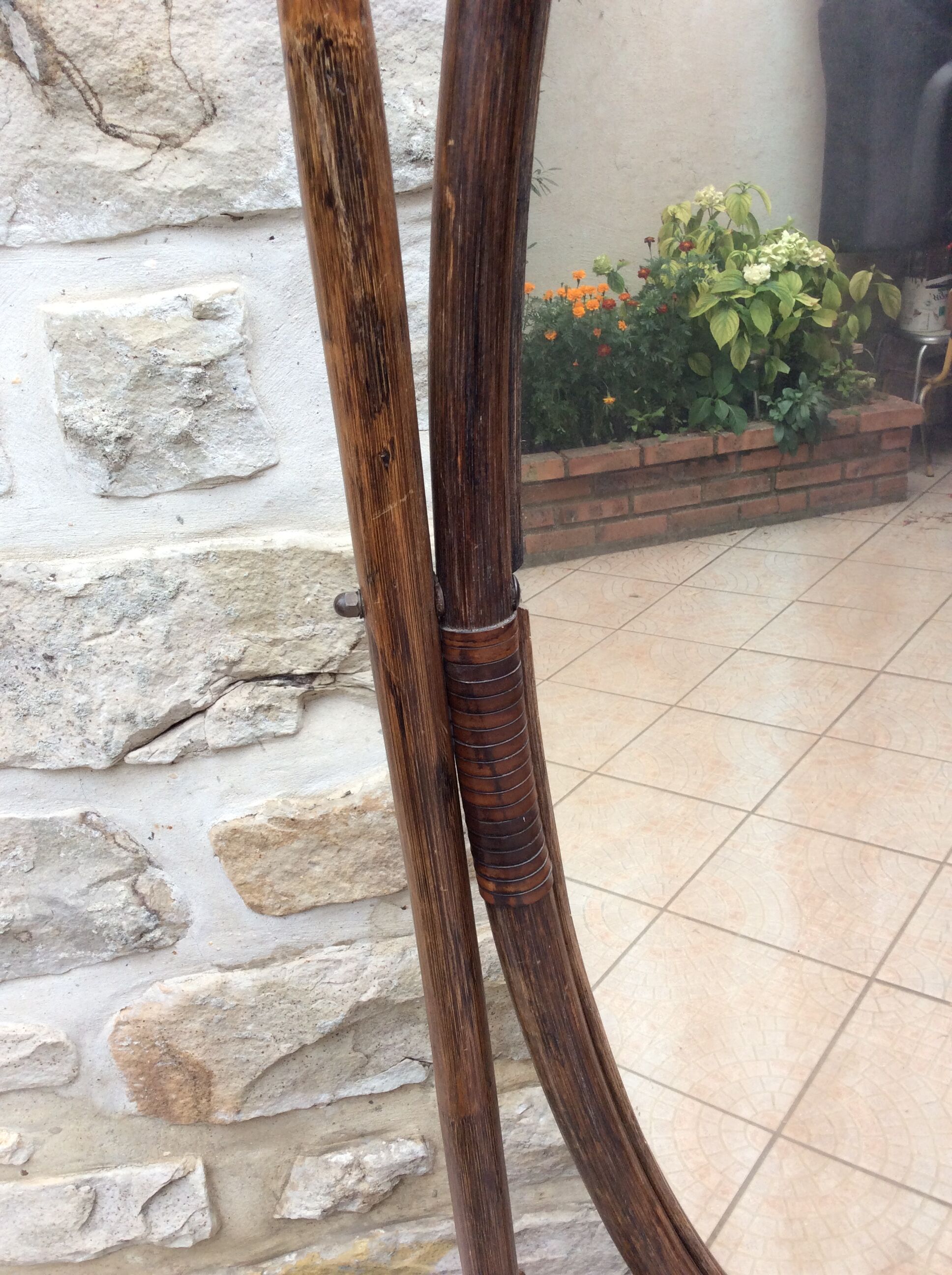 Brown rattan floor mirror 57x176cm