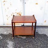 Wooden trolley with shelves attributed to Dino Cavalli for Ditta Tredici, Pavia, 1960s.